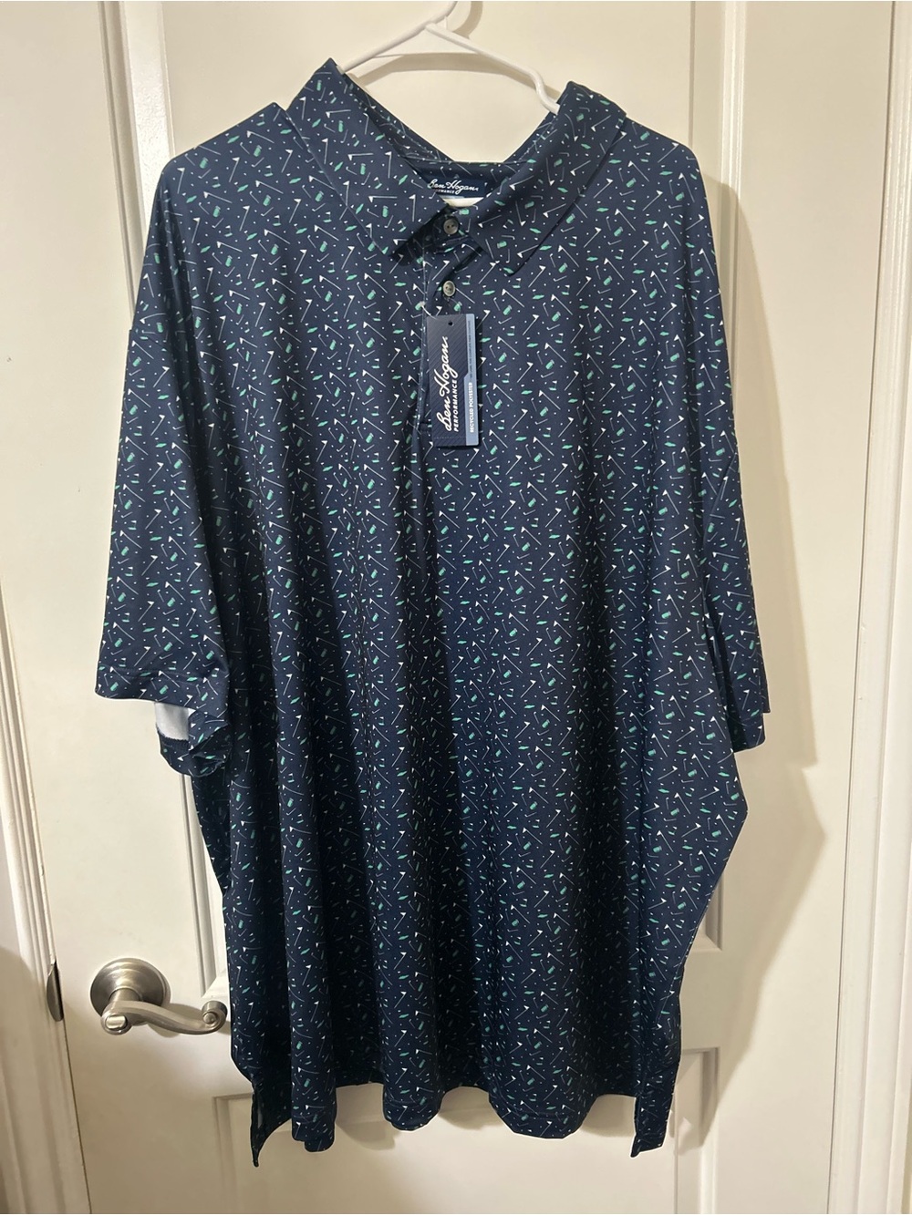 Ben Hogan Navy Polo with Teal & White Micro Print